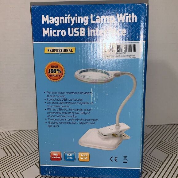 Magnifying Lamp with Micro USB Interface Mountable Touch Switch 3D + 12D New - Picture 4 of 6